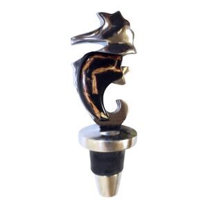 Seahorse Wine Topper with Bamboo and Recycled Aluminum